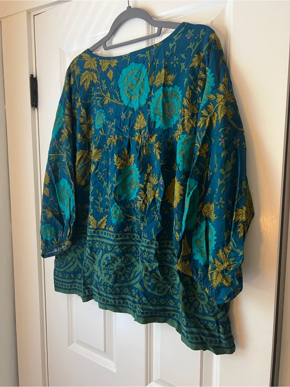 NATURAL LIFE Teal and Green Floral Boho Tunic - Picture 6 of 8